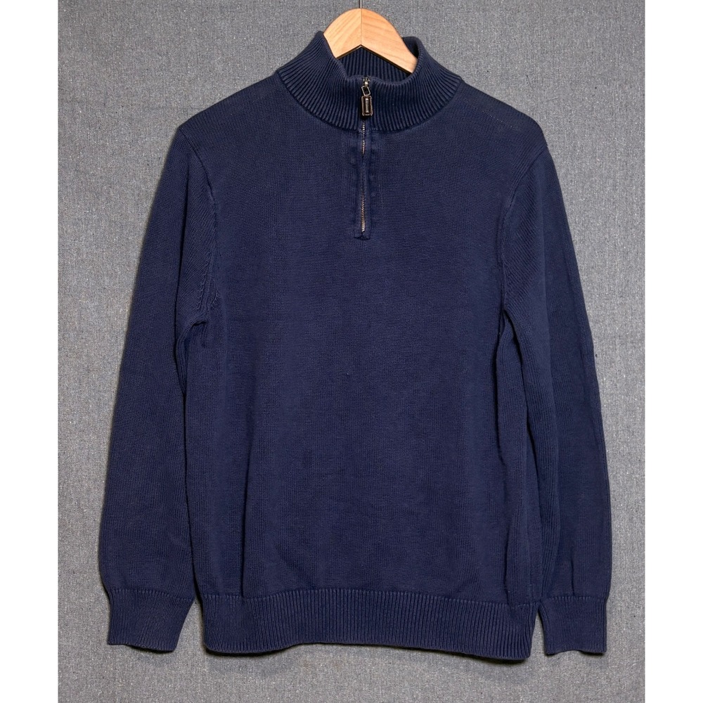 J.Crew Mens Navy Blue Cotton Cashmere Quarter Zip Sweater Large